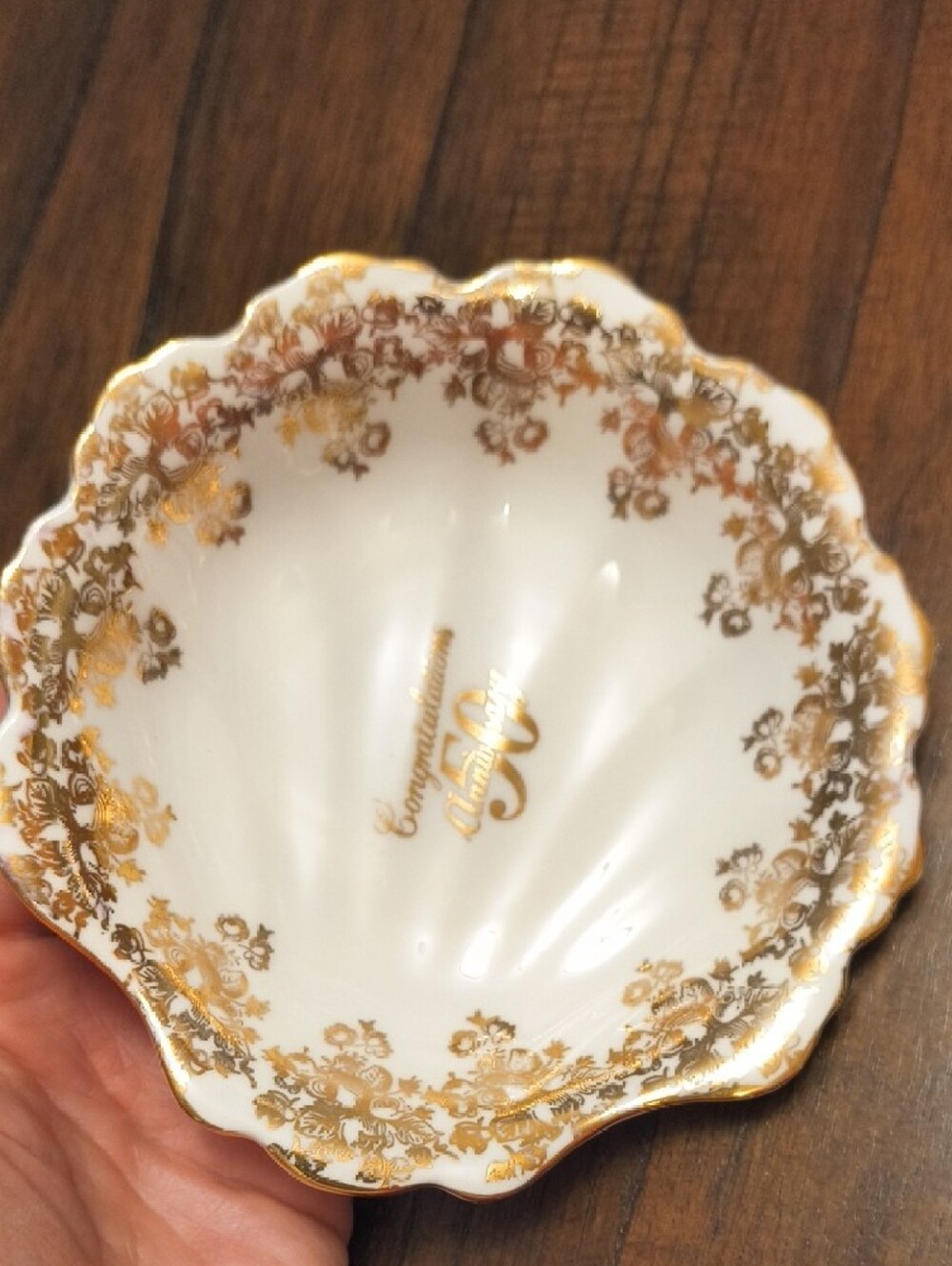 Royal Albert White and Gold Scalloped Dish
